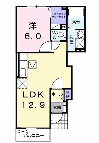 ベルメゾンB(1LDK/1階)の間取り写真