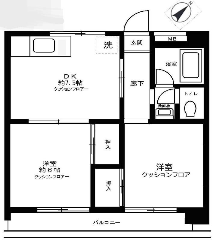 ダイヤモンドレジデンス南小岩(2DK/2階)の間取り写真