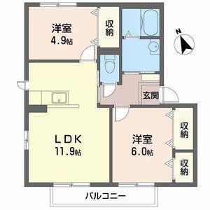 シャーメゾン ミモザ(2LDK/2階)の間取り写真