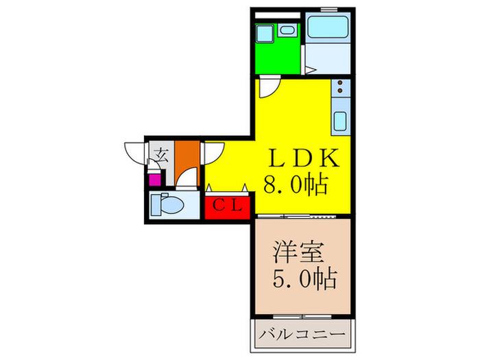 ALEGRIA千里丘東(1LDK/2階)の間取り写真