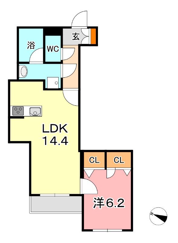 ファーストクラス(1LDK/1階)の間取り写真