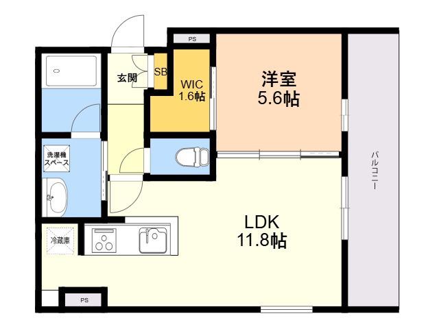 プレミアス大濠西(1LDK/2階)の間取り写真