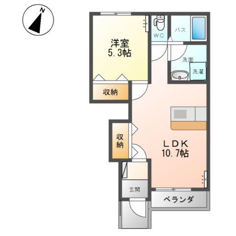 ルミエール(1LDK/1階)の間取り写真