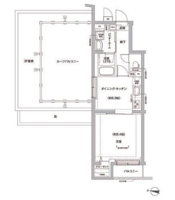 RELUXIA方南町II(1DK/4階)の間取り写真