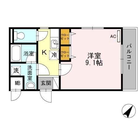 ボナールKI(1K/2階)の間取り写真