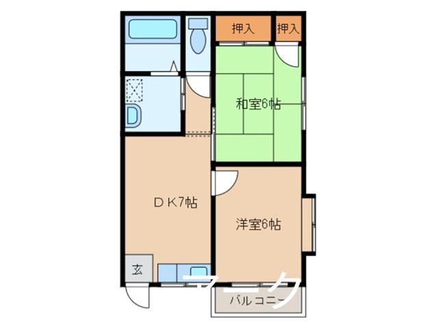 エクセルKOYO(2DK/2階)の間取り写真