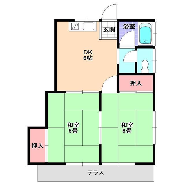 メゾン芝山B(2DK/2階)の間取り写真