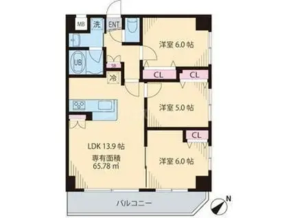 インペリアルパークII(3LDK/3階)の間取り写真
