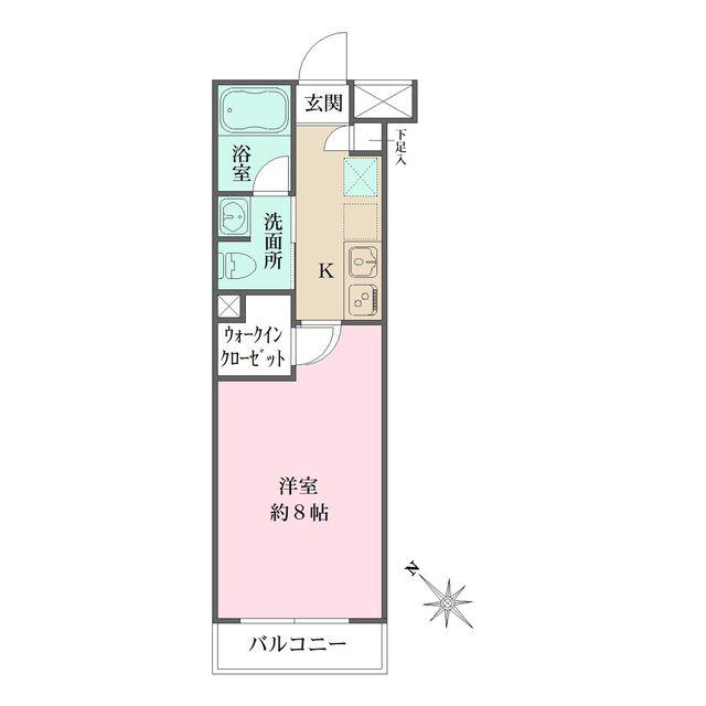ベルフェリーク西小山(1K/2階)の間取り写真