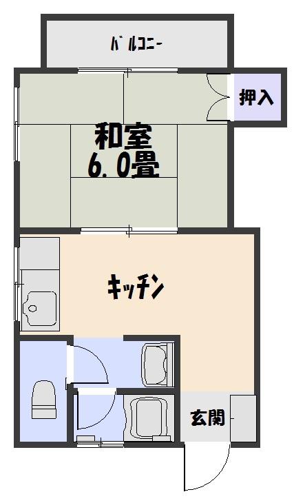 コーポ山崎(1DK/2階)の間取り写真