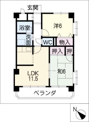 ピースフル久貴(2LDK/1階)の間取り写真
