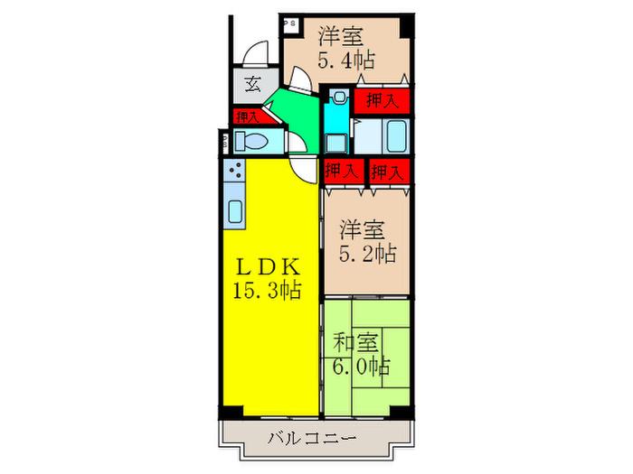 LUI CHANCE II(3LDK/7階)の間取り写真