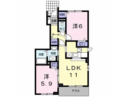 メゾンセレーノC(2LDK/1階)の間取り写真