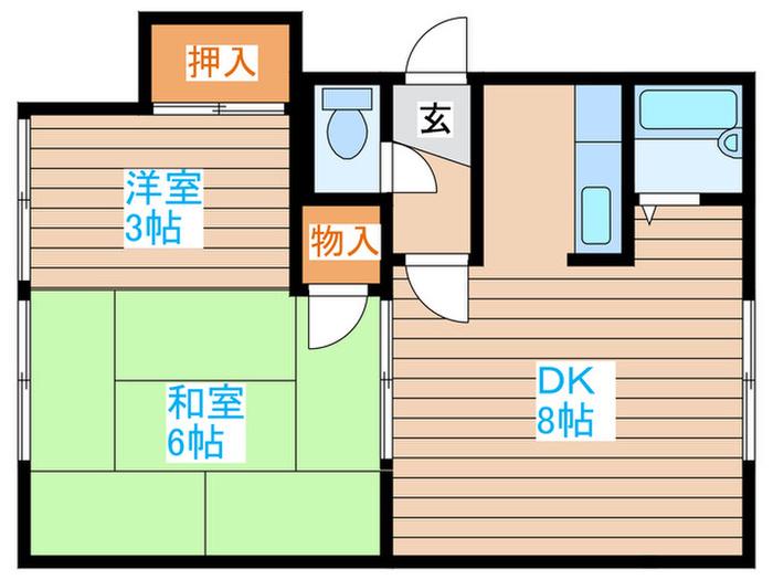 第三コーポ町村(2DK/3階)の間取り写真