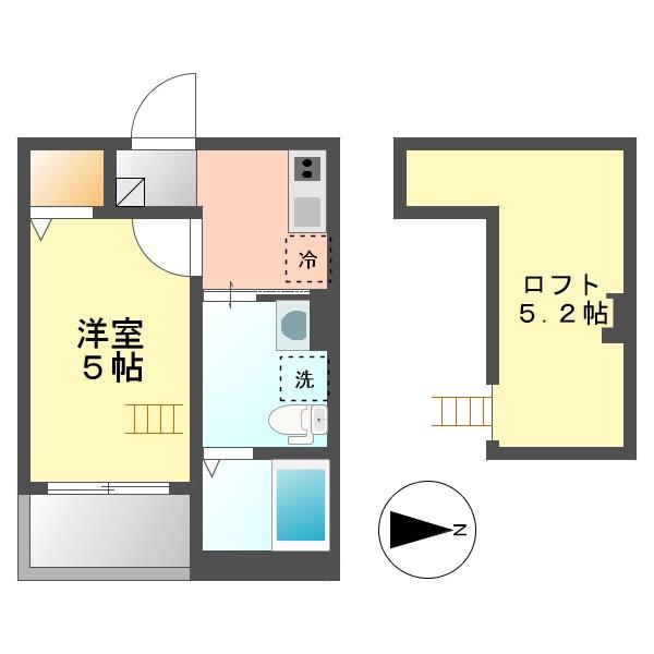 AKレジデンスII(1SK/2階)の間取り写真