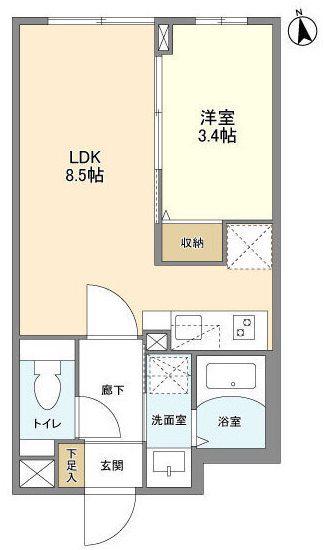 ウェルスクエア祖師谷(1LDK/2階)の間取り写真