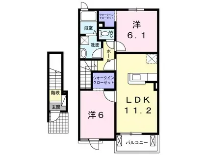 リバーサイドI(2LDK/2階)の間取り写真