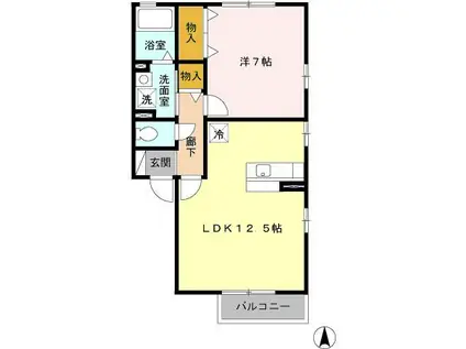 ソレイユ A(1LDK/2階)の間取り写真