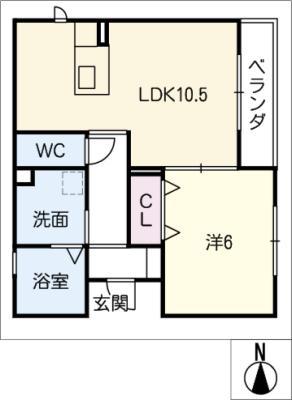 セゾン ソレイユ(1LDK/1階)の間取り写真