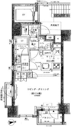 オープンレジデンシア日暮里EST(ワンルーム/12階)の間取り写真