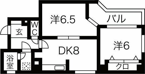 ゲストハウスレインボー伏見(2DK/7階)の間取り写真