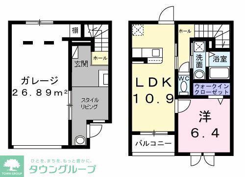 ベルシェールI(1LDK/1階)の間取り写真