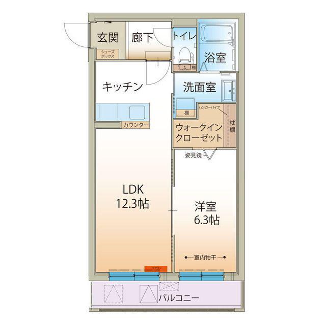 WISTERIA尾山町(1LDK/1階)の間取り写真