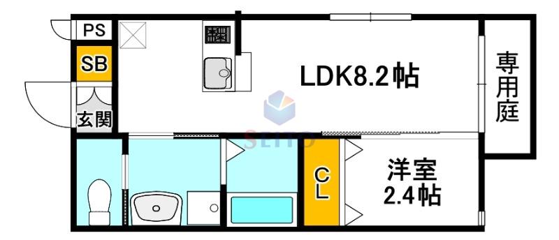 リアコート関大前II(1LDK/1階)の間取り写真