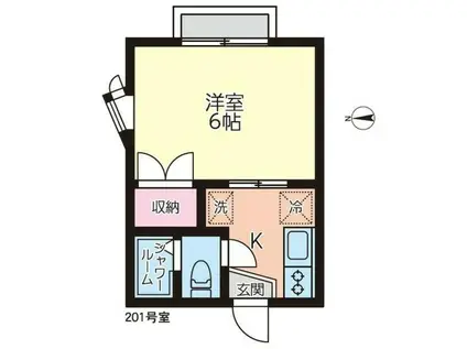 ベルゾーネ(1K/2階)の間取り写真