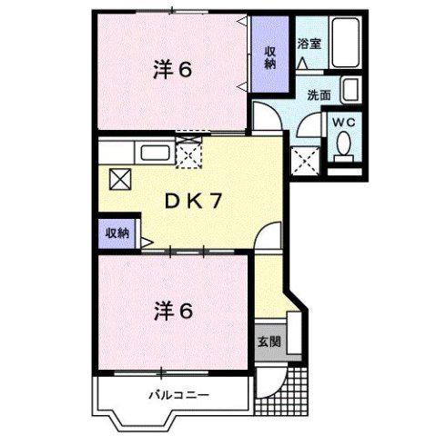 サニーパレスB(2DK/1階)の間取り写真