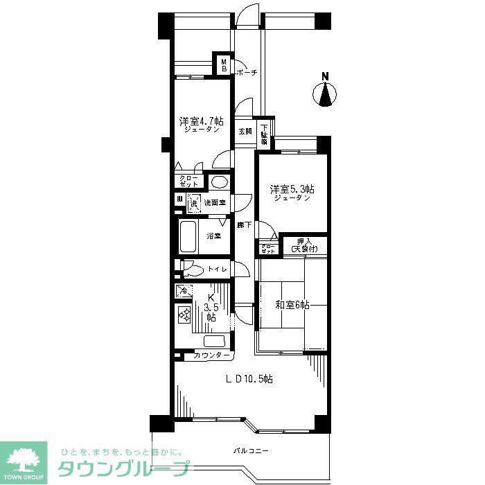 ナイスパークステイツ横濱鶴見(3LDK/13階)の間取り写真