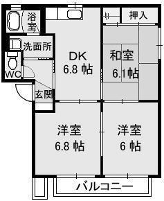 メゾン志津川A・B・C棟(3DK/1階)の間取り写真