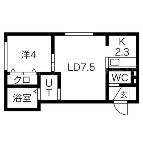 AURA(1LDK/4階)の間取り写真