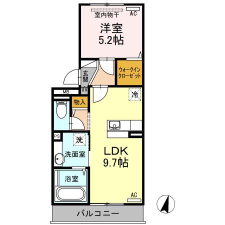 シャンス 16(1LDK/3階)の間取り写真