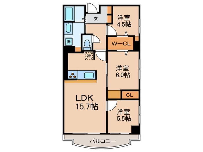コロネード春日(3LDK/9階)の間取り写真