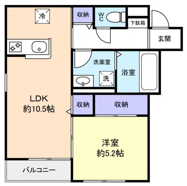 BELLE LEAD 幕張本郷(1LDK/1階)の間取り写真