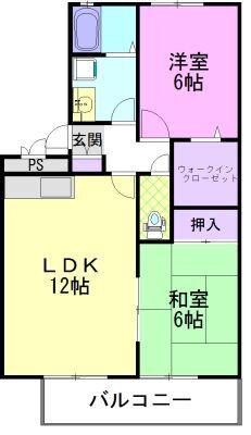 クレストヴィラA(2LDK/2階)の間取り写真
