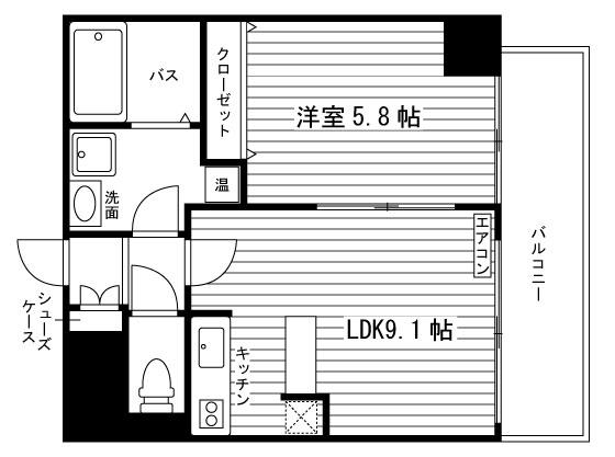 ルラシオン北7条(1LDK/13階)の間取り写真