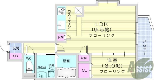 LAVISTA八乙女中央(1LDK/1階)の間取り写真