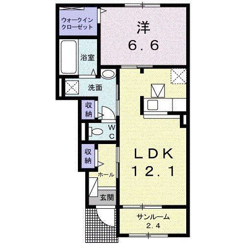 ショコラハウスA(1LDK/1階)の間取り写真