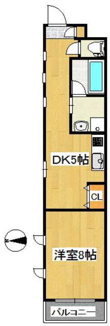 ラングハイツ(1DK/4階)の間取り写真