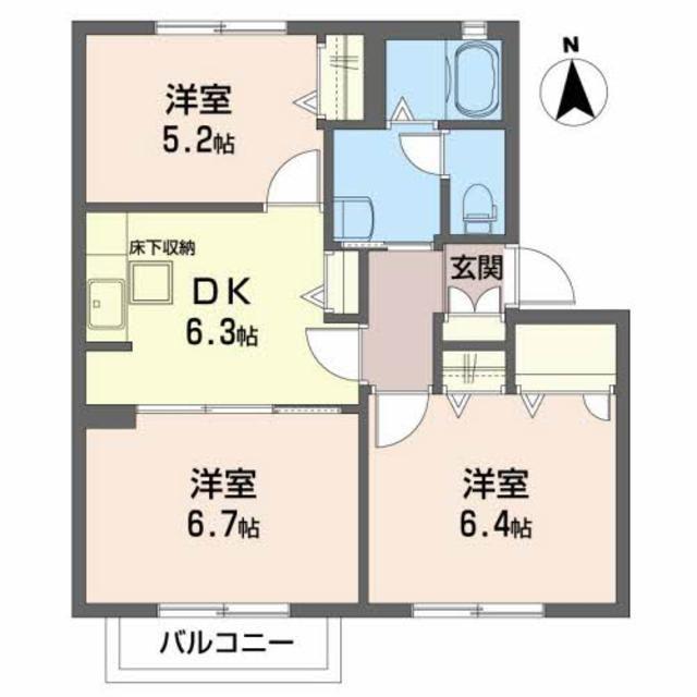 コートクレアールC(3DK/1階)の間取り写真