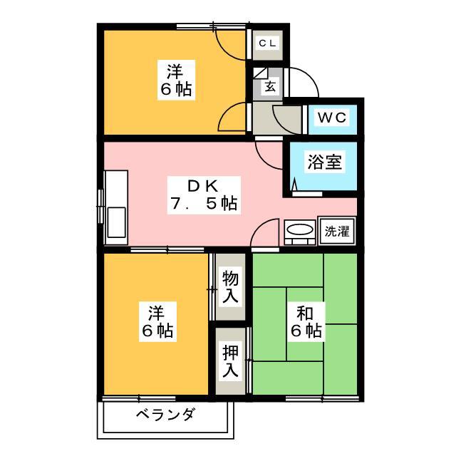 リヴェール(3DK/2階)の間取り写真