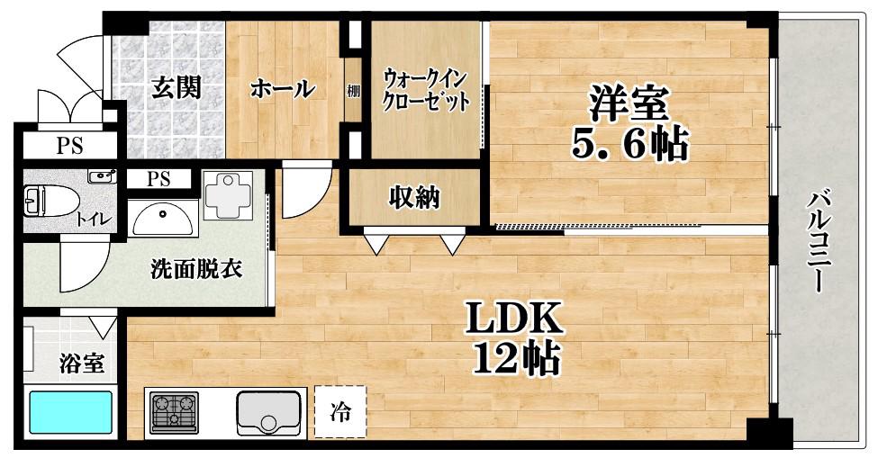 クワタハイツ(1LDK/3階)の間取り写真