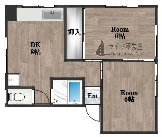 ラフォーレ鴻池元町(2DK/2階)の間取り写真