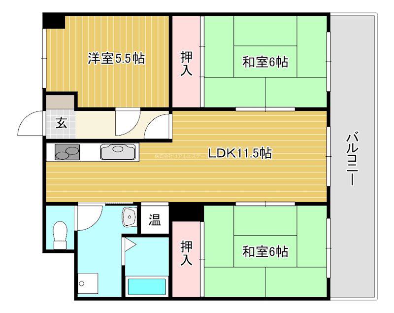 オウミビル(3LDK/5階)の間取り写真