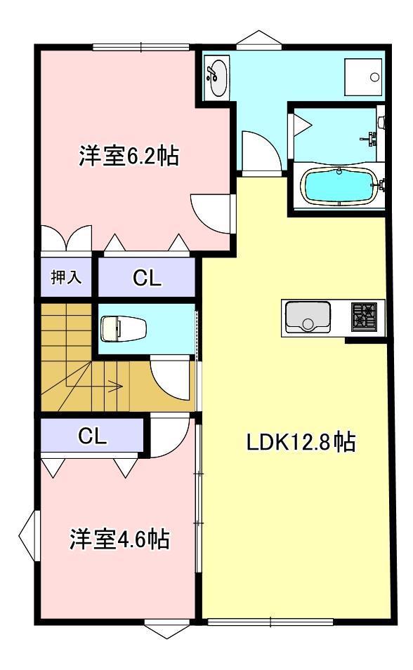 INTEGRAL鳥羽I(2LDK/2階)の間取り写真