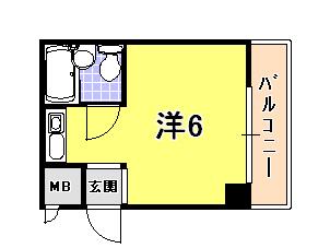 クローバーハイツ三宮(ワンルーム/8階)の間取り写真