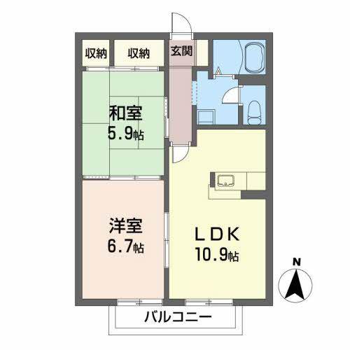 エターナルタウンB(2LDK/1階)の間取り写真