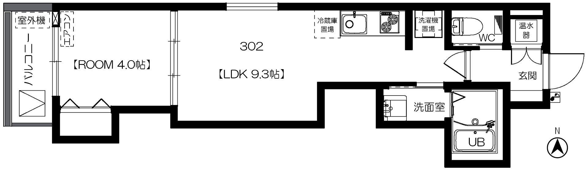 BOMIORA寺田町(1LDK/3階)の間取り写真